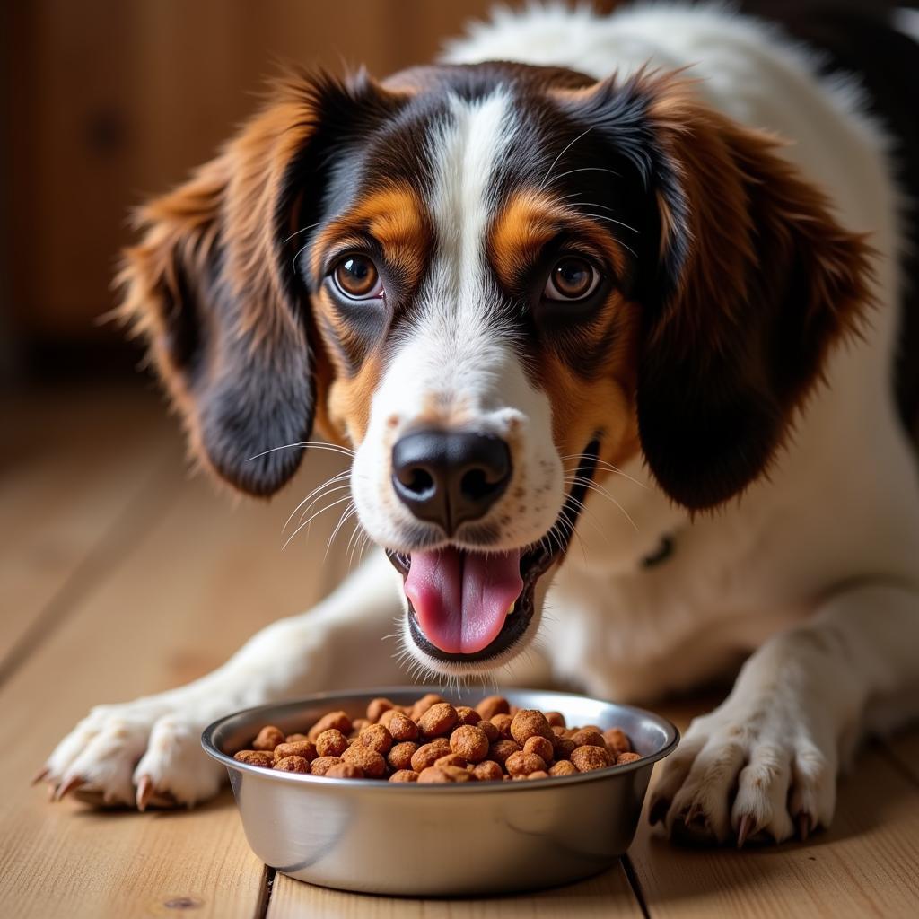 Happy Dog Eating Amish Food