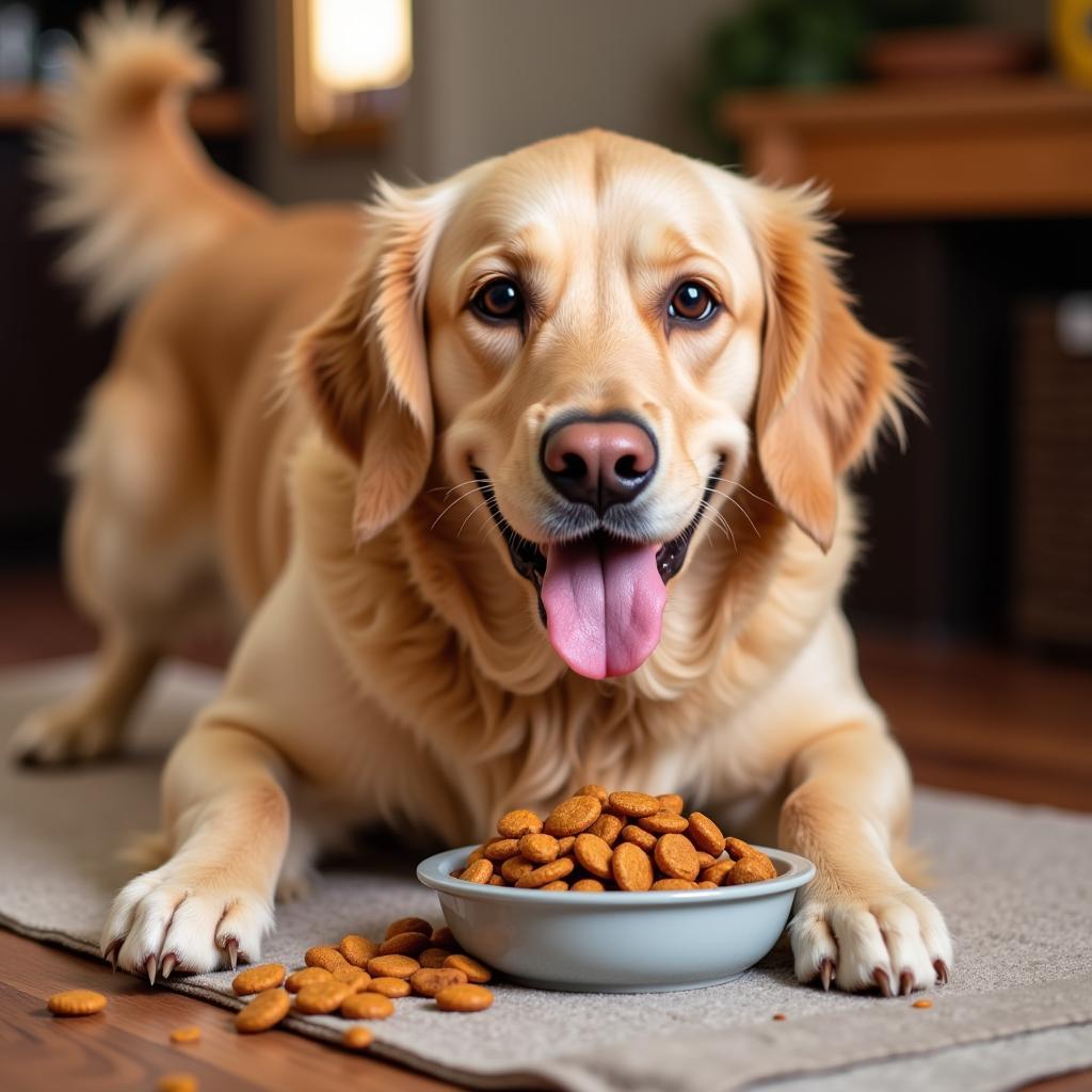 Happy Dog Eating Country Cookhouse Dog Food