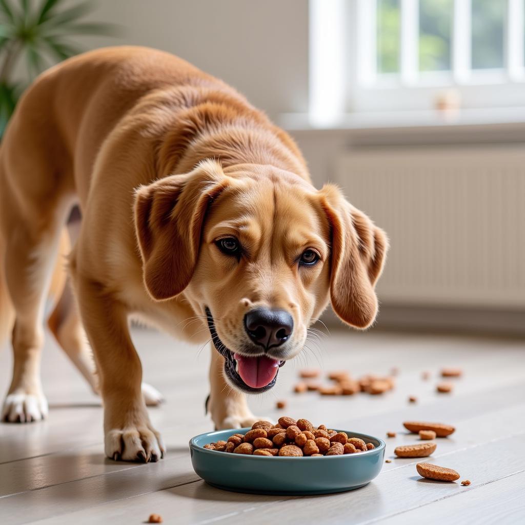 Happy Dog Eating Farmers Table