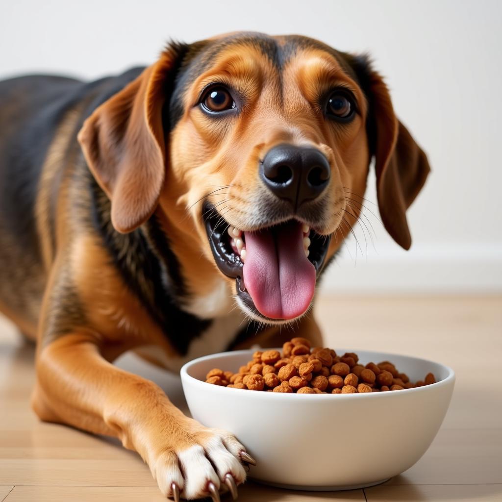 Happy Dog Enjoying a Meal of Fresh Canadian Dog Food