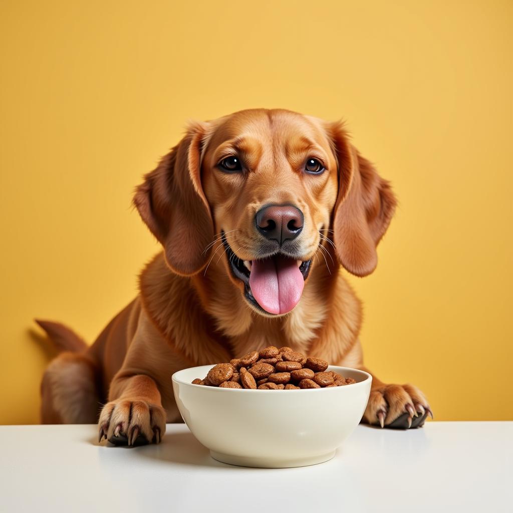 A Happy Dog Enjoying Healthy Food