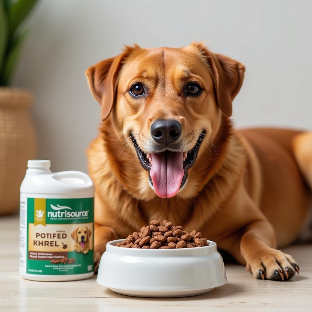 Happy Dog Eating Nutrisource