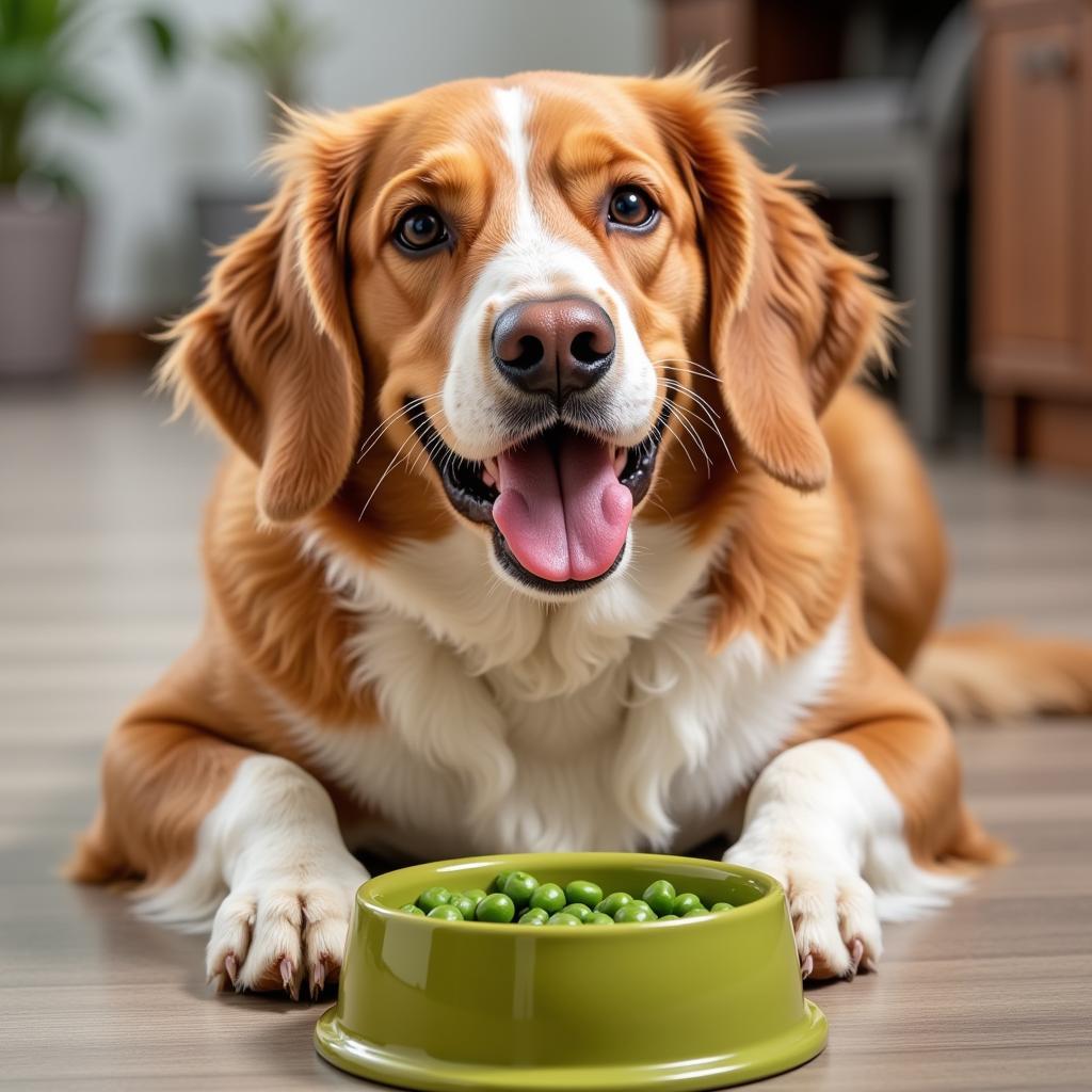 Happy Dog Enjoying Pure Vita Salmon and Peas