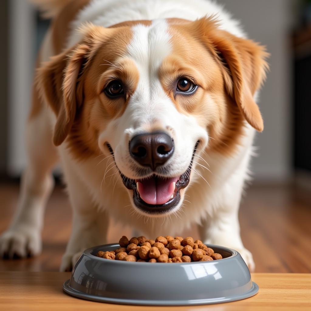 A Happy Dog Enjoying Red Flannel Prime Dog Food