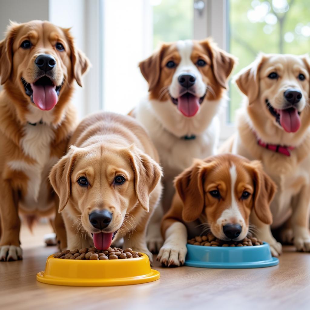 Happy Dogs Eating Purina Food