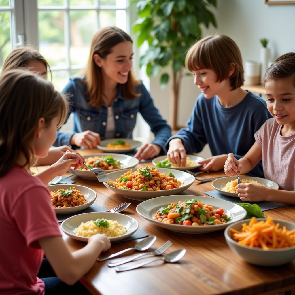 Family enjoying a healthy meal prepared with bulkbox ingredients.