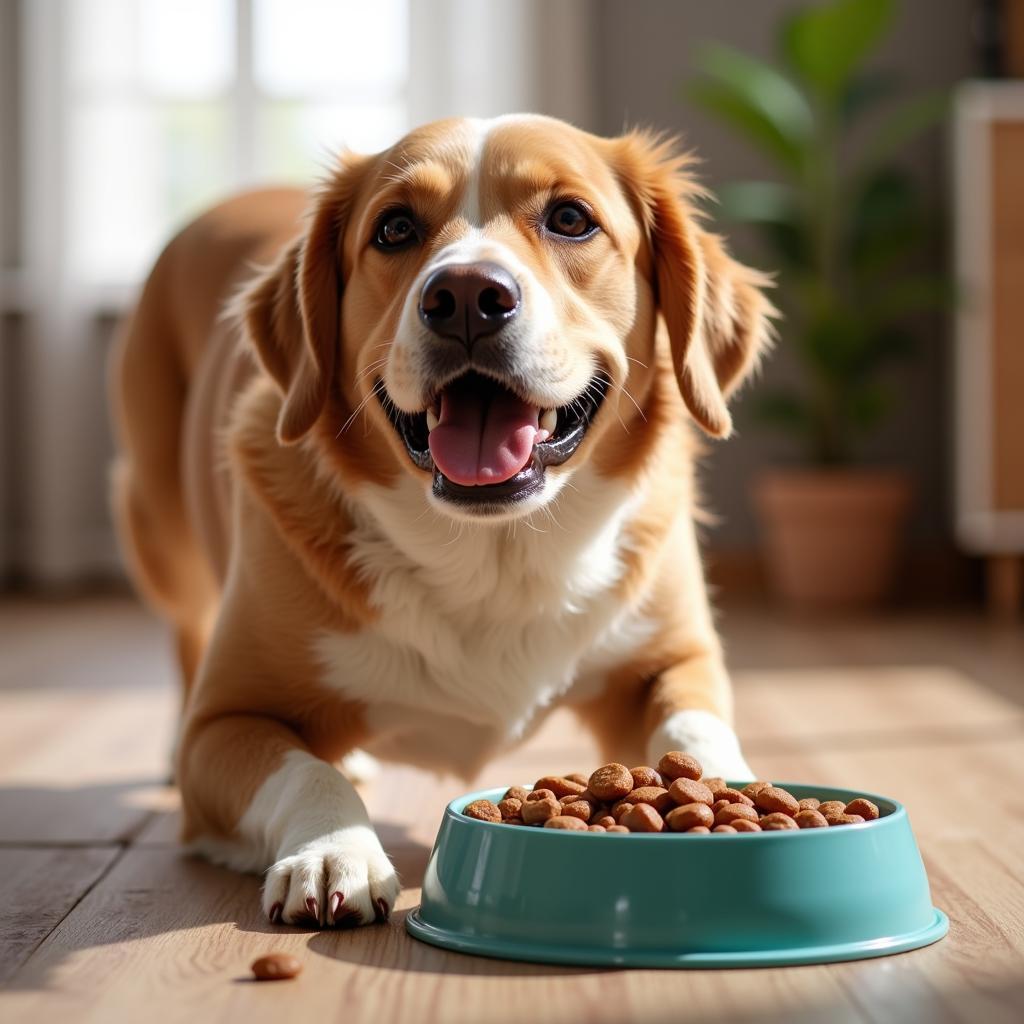 A Happy and Healthy Dog Enjoying Premium Food