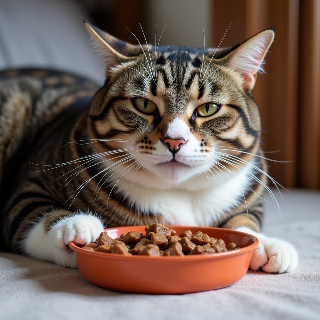 Happy Senior Cat After Meal