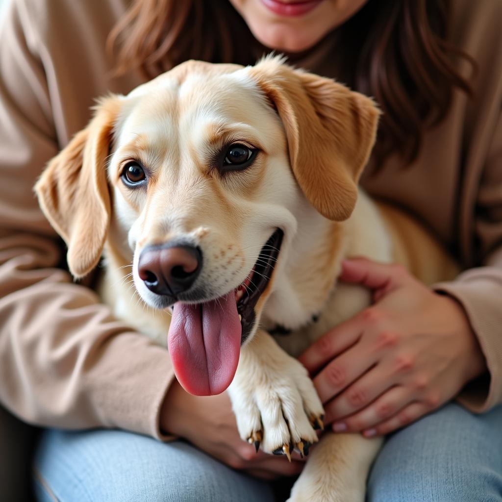 Happy Senior Dog with Owner