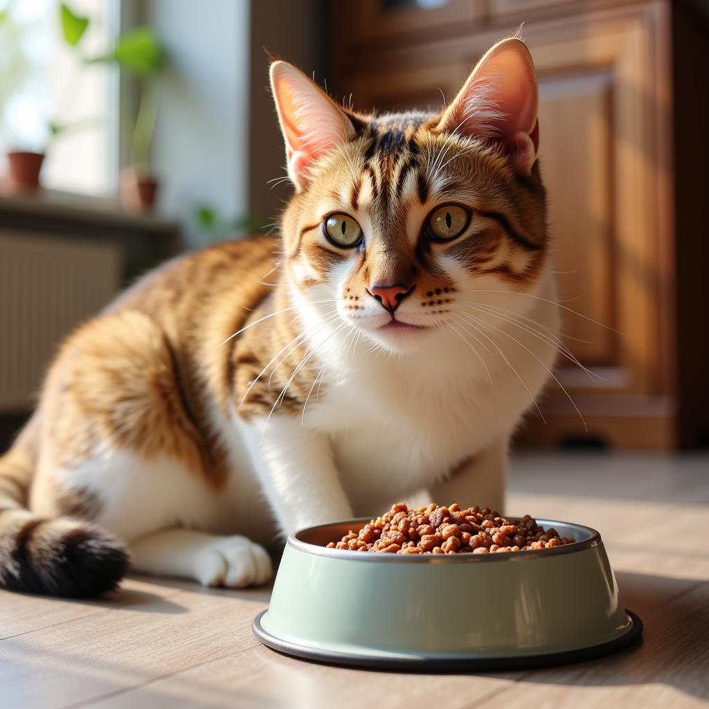 A happy and healthy cat enjoying a bowl of Harley King Wet Food 11