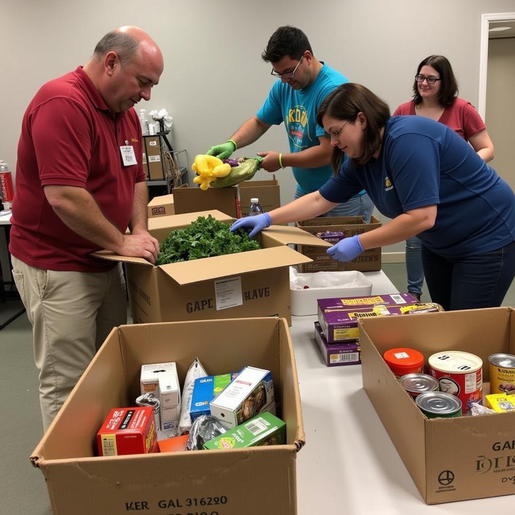 Harrisonburg VA Food Bank Volunteers Sorting Donations