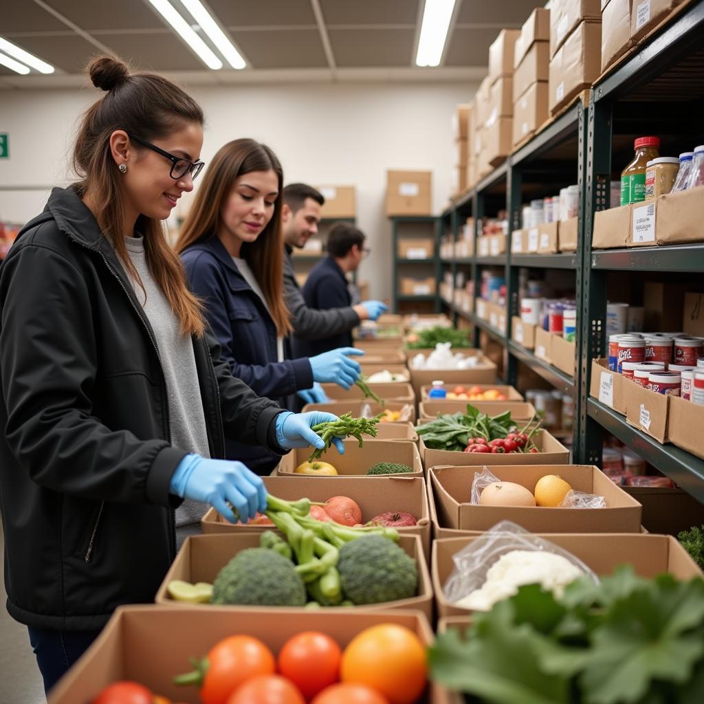 Volunteers distributing food at the Hattie B Williams Food Pantry