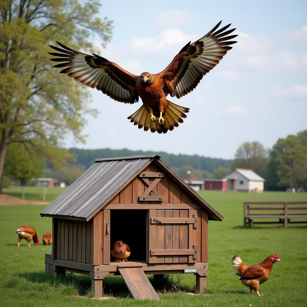 Hawk Circling Chicken Coop