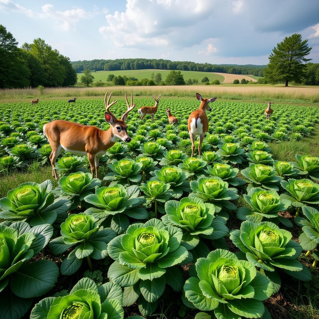 Healthy brassica plot attracting various wildlife