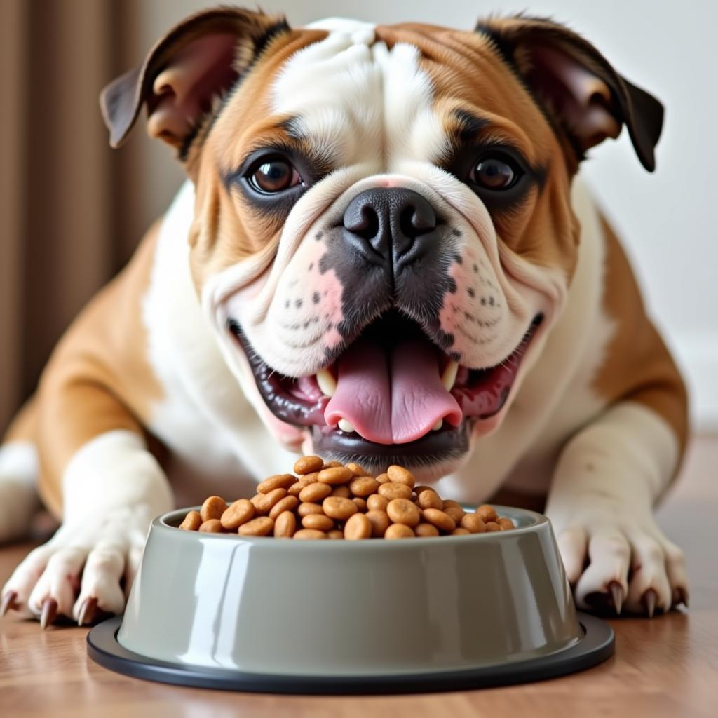 Healthy Bulldog Eating