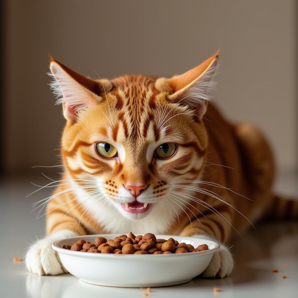 A Happy and Healthy Cat Enjoying Premium Food