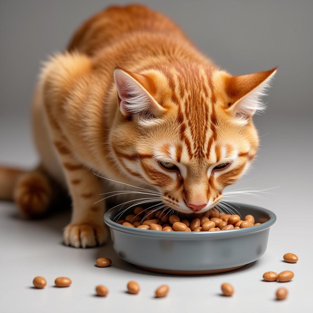 Healthy Cat Enjoying Premium Food