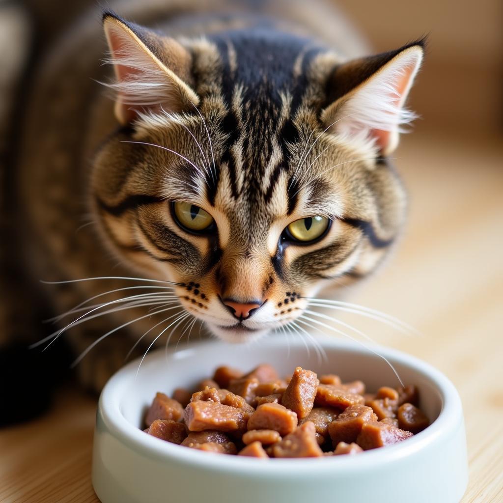 Healthy Cat Eating Premium Food