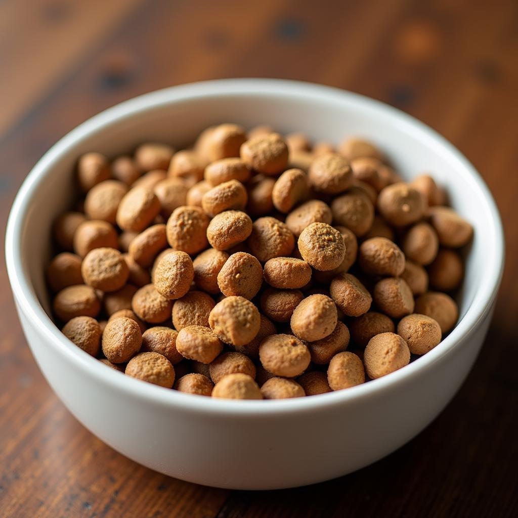 Healthy chicken and rice dog food in a bowl