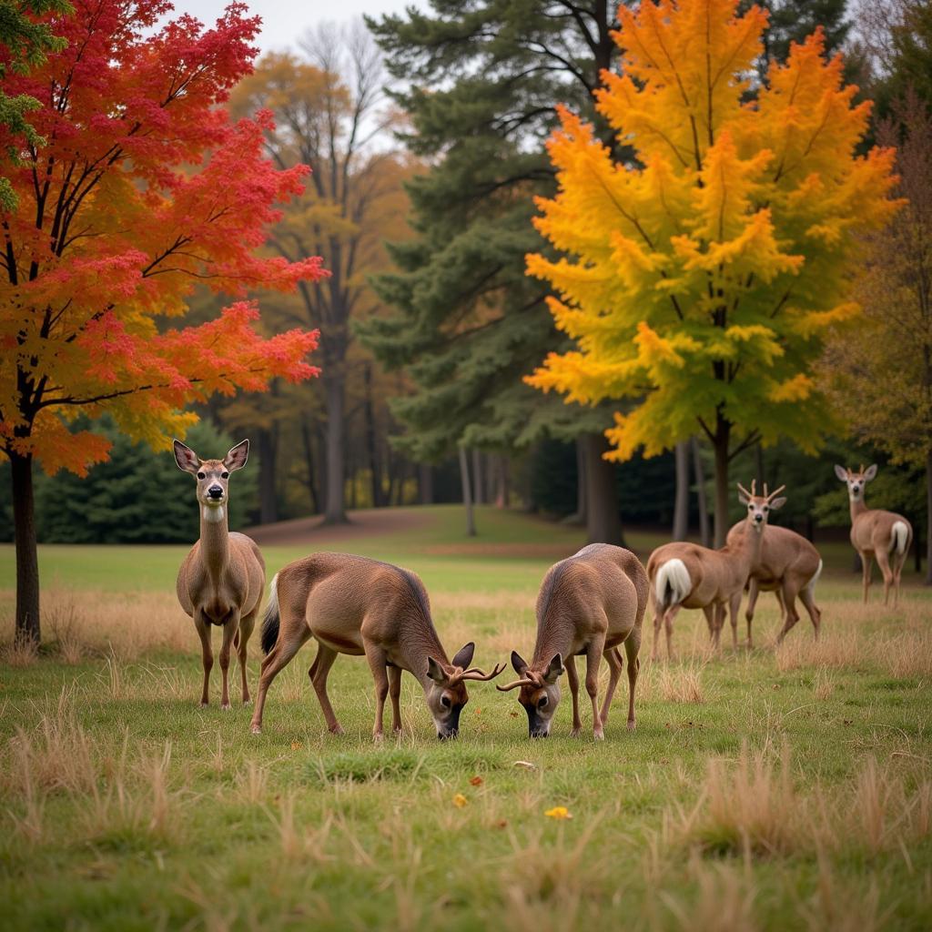 Healthy Deer Grazing in a Fall Food Plot