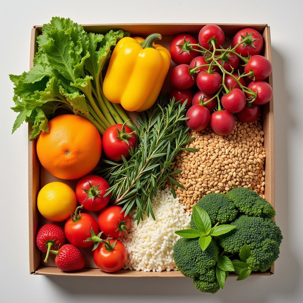 Healthy Food Gift Box with Fresh Produce and Whole Grains