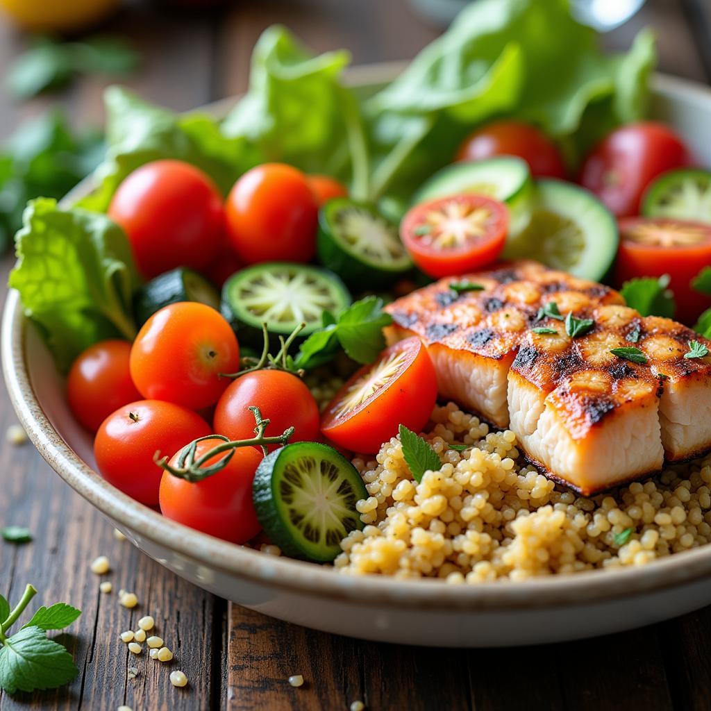 A healthy meal prepared with sunlight food