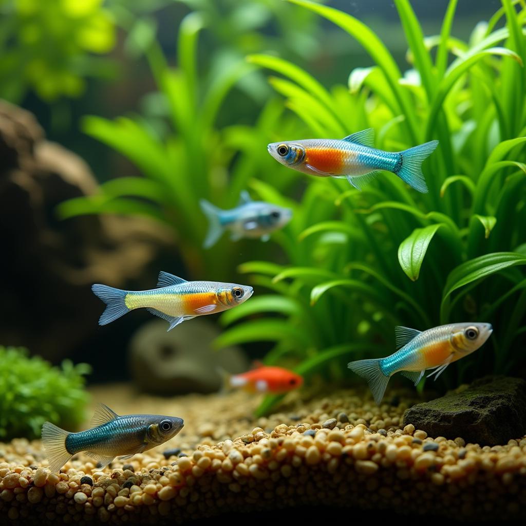 Thriving Neon Tetras in a Planted Aquarium