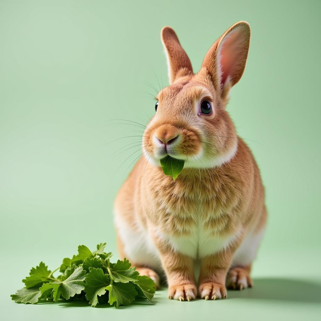 A healthy rabbit enjoys fresh vegetables