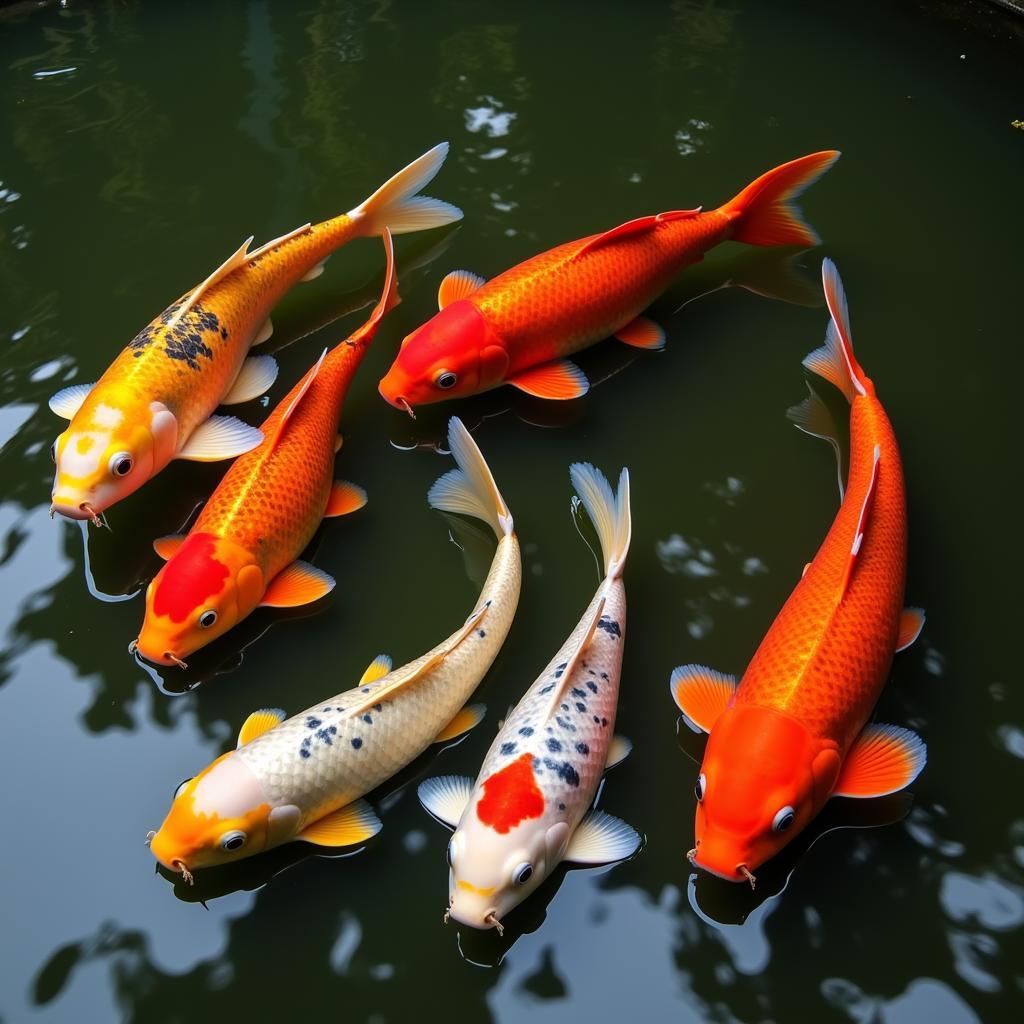 Healthy and Vibrant Koi in a Pond