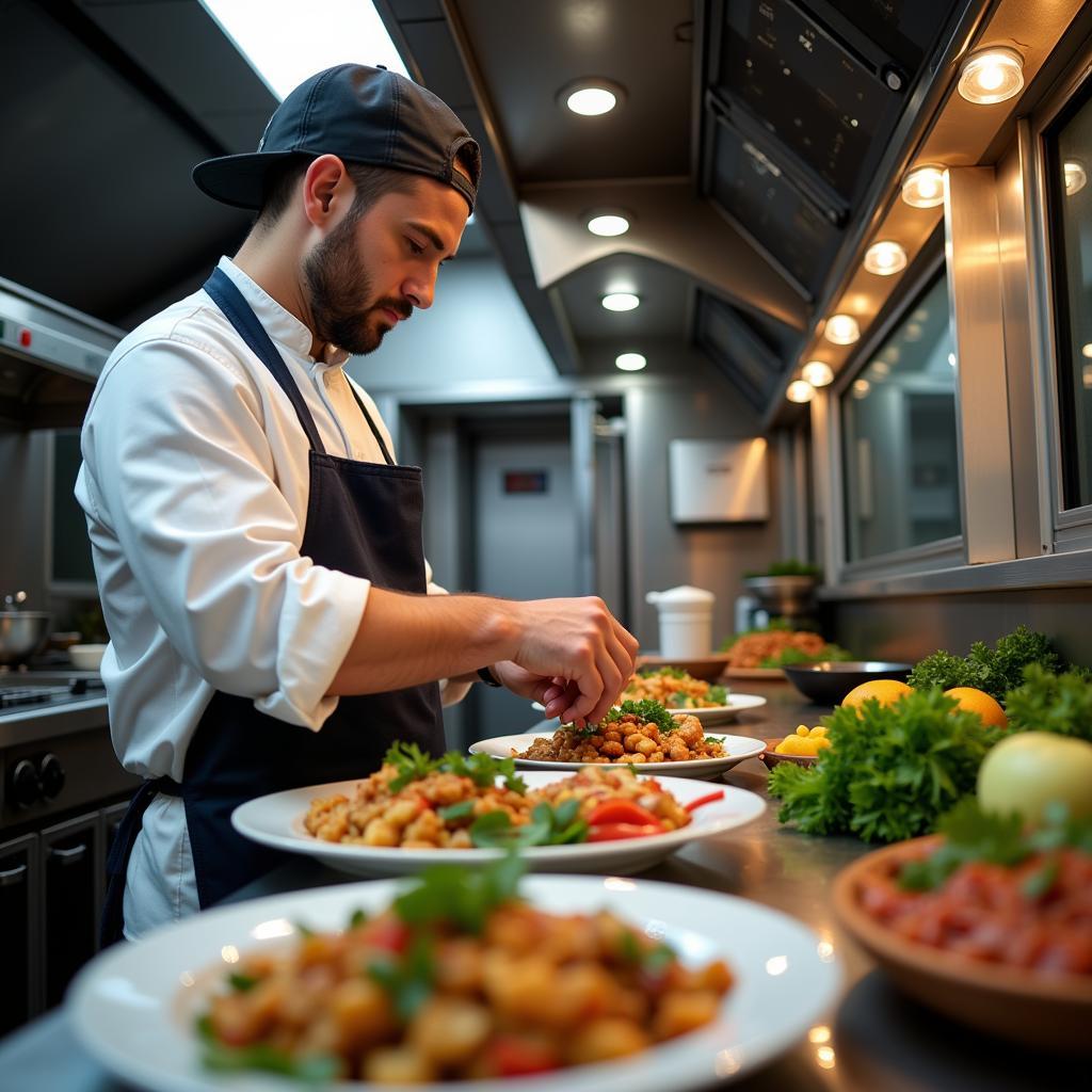 Heaven's Cuisine Food Truck Chef Preparing Food