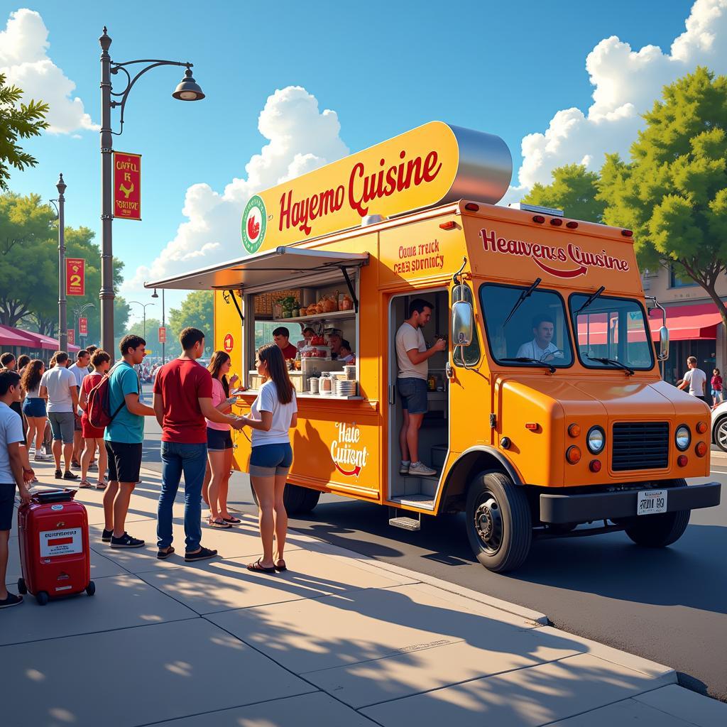 Heaven's Cuisine Food Truck Serving Customers