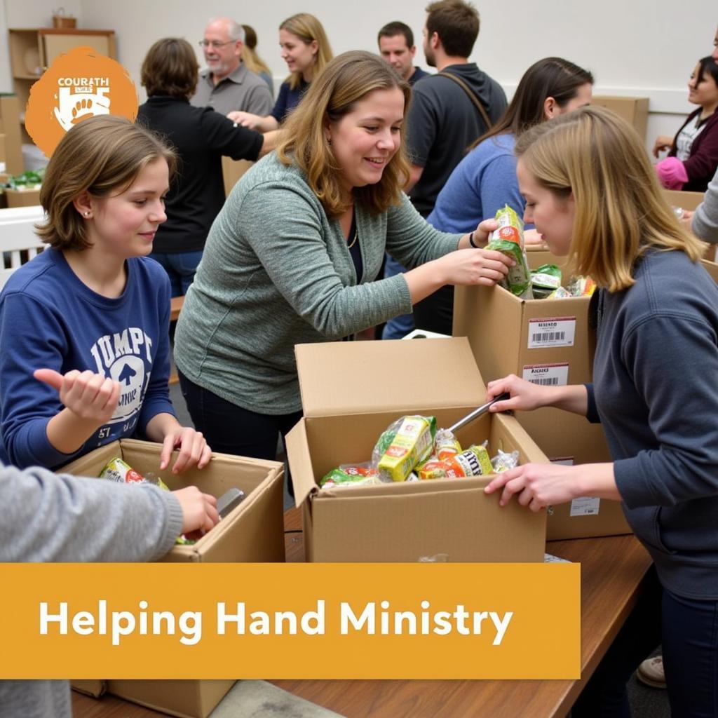 Community members volunteering at Helping Hand Ministry