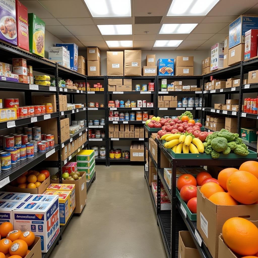 Food bank filled with fresh produce at Helping Hand Ministry