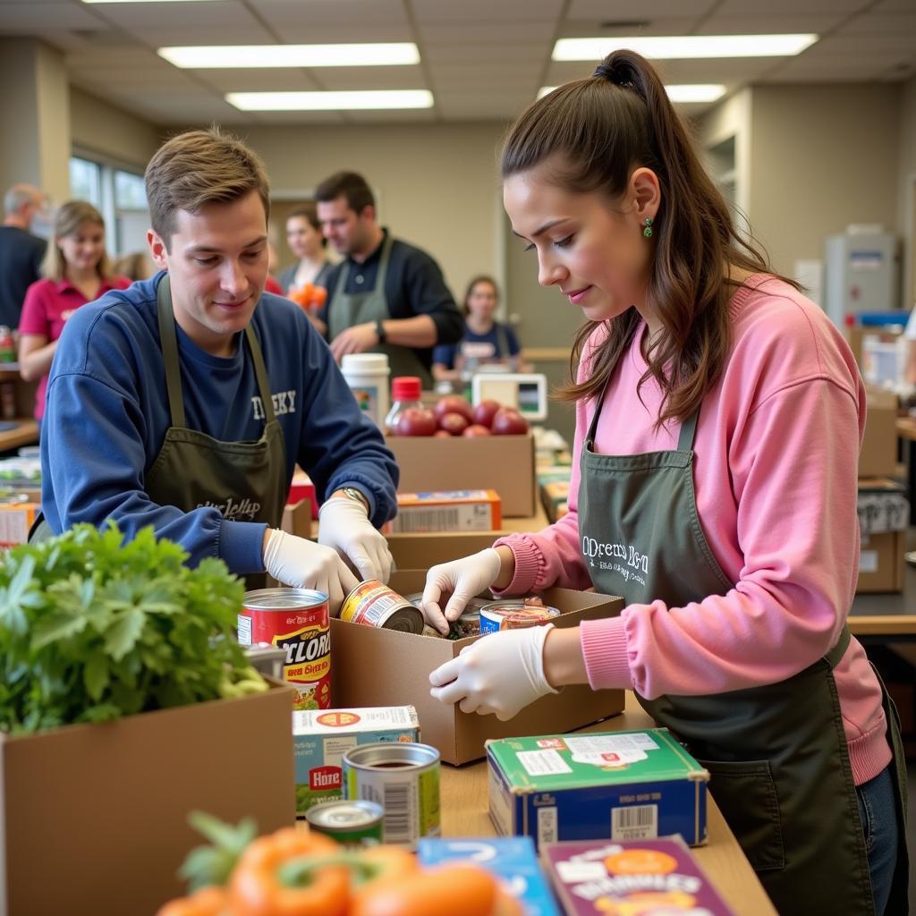 Volunteers Sorting Food at a Henderson KY Food Bank