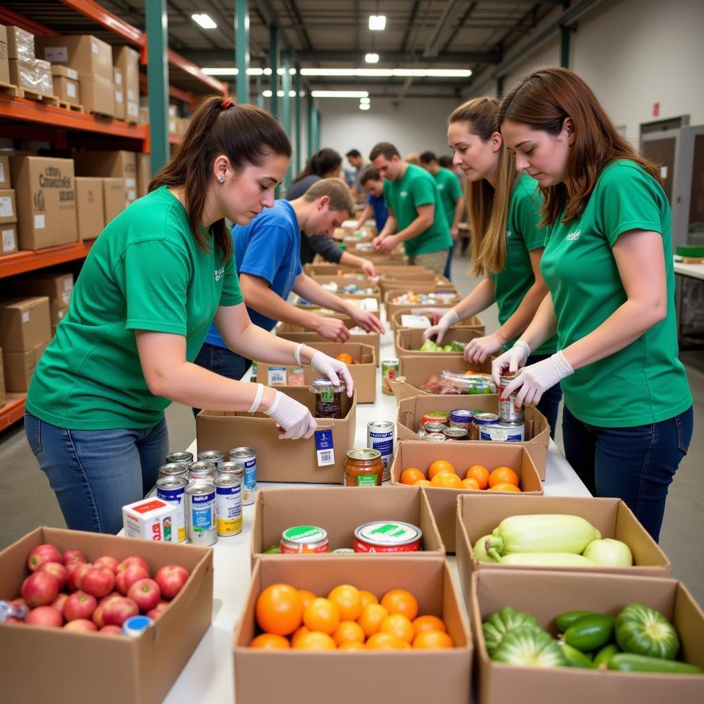 Volunteers Packing Food Boxes at Henry County Food Bank