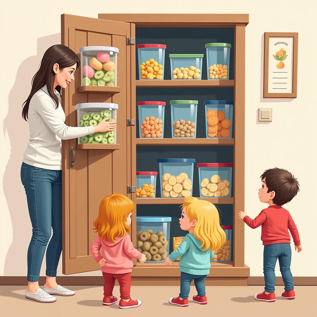 Hiding snacks from kids in a pantry