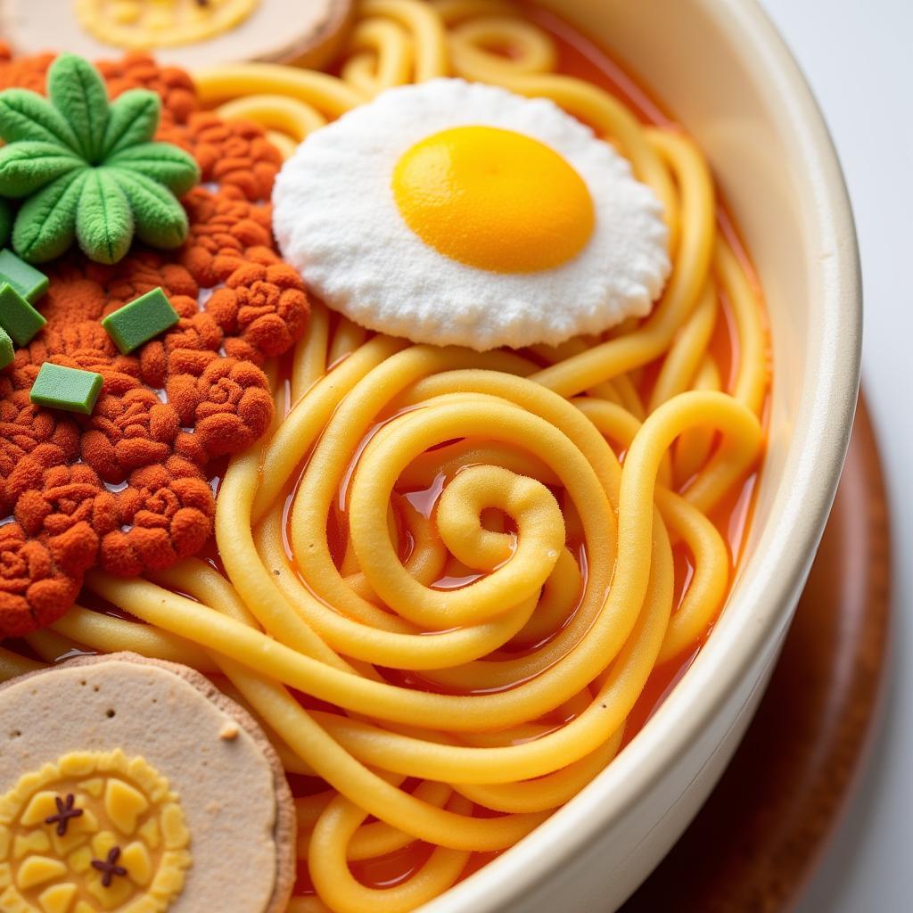 High-quality kawaii ramen plush with embroidered details