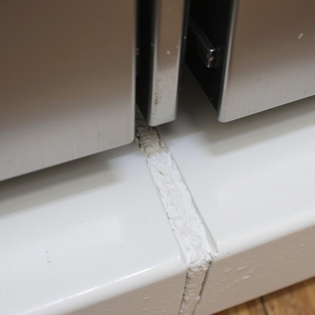 High temperature caulk applied around an oven