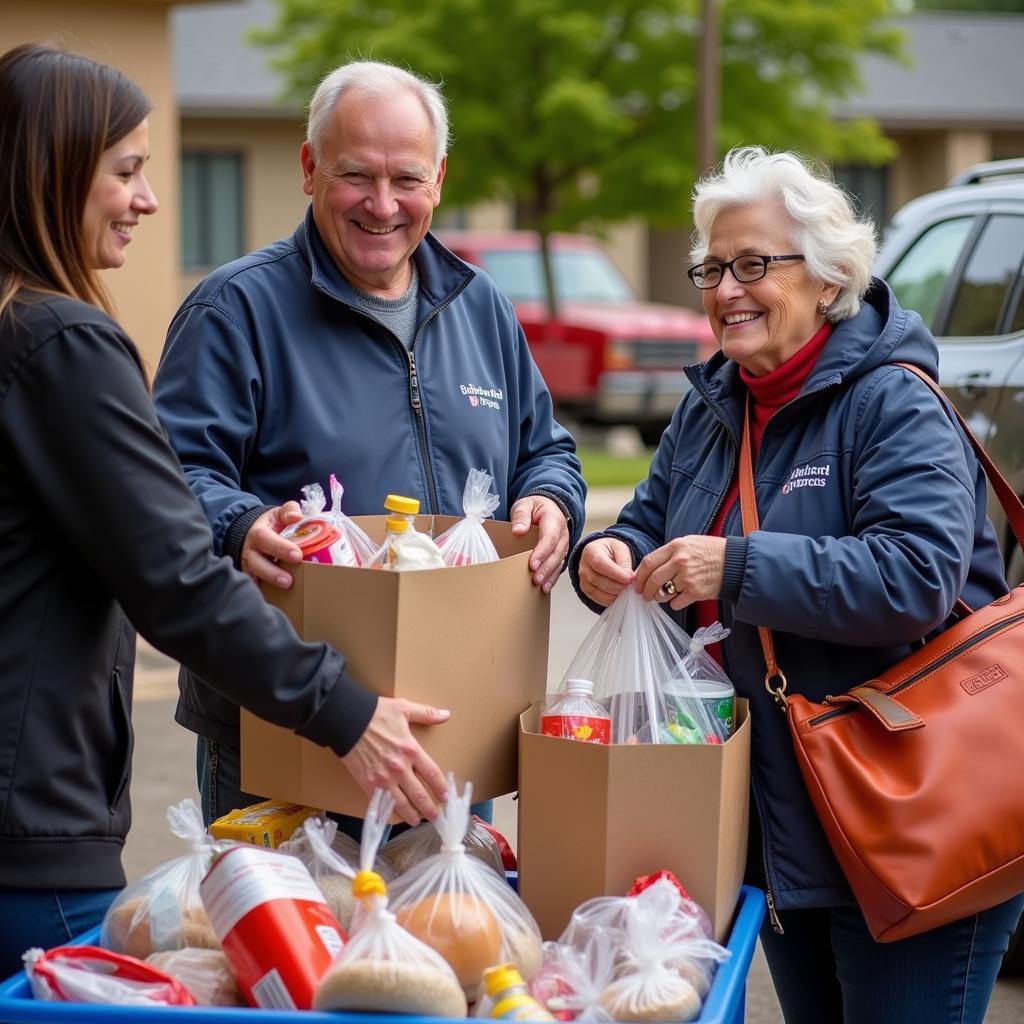 Community Members Donating Food at the Highland Park Food Bank