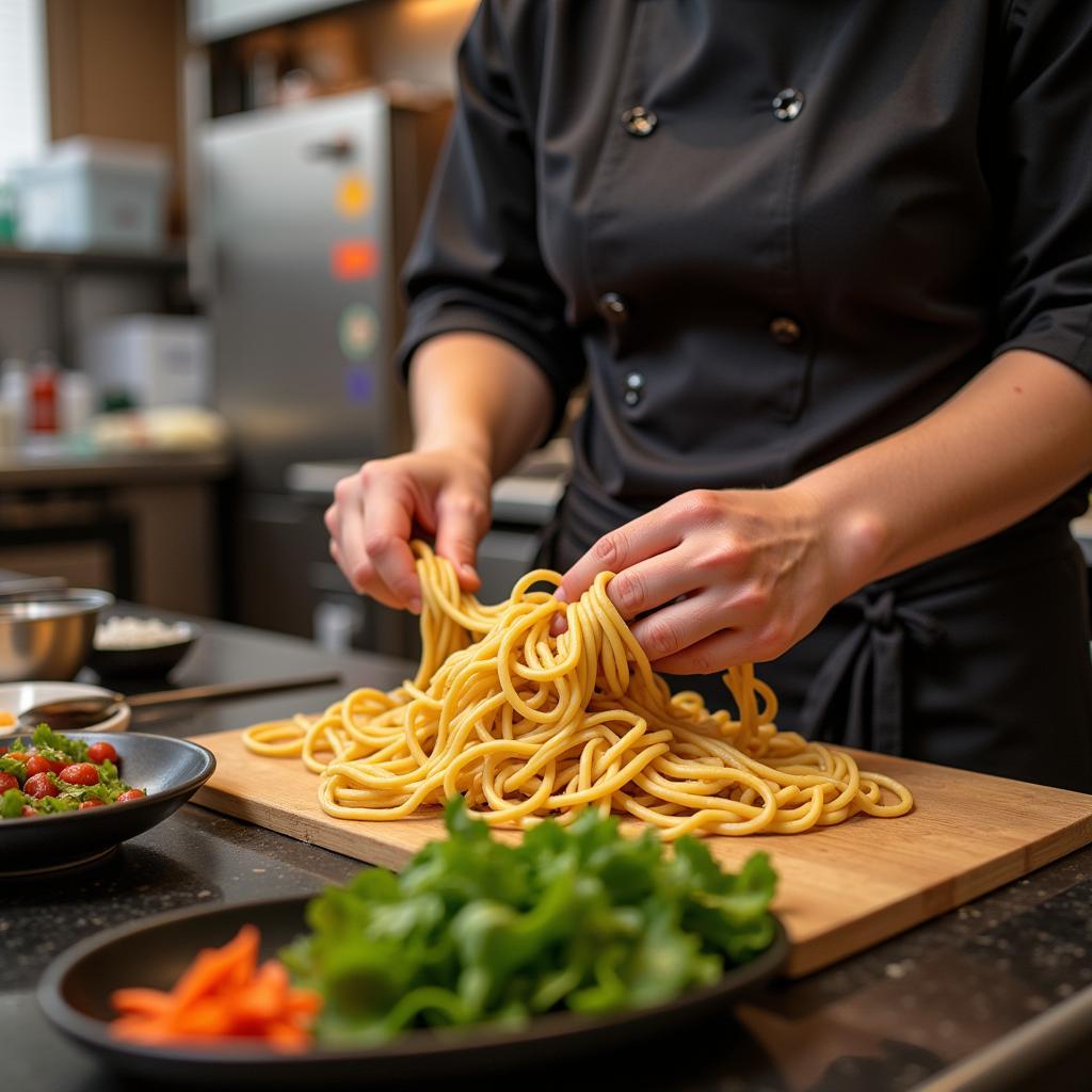 Highland Park NJ Chinese Food Chef Preparing Noodles