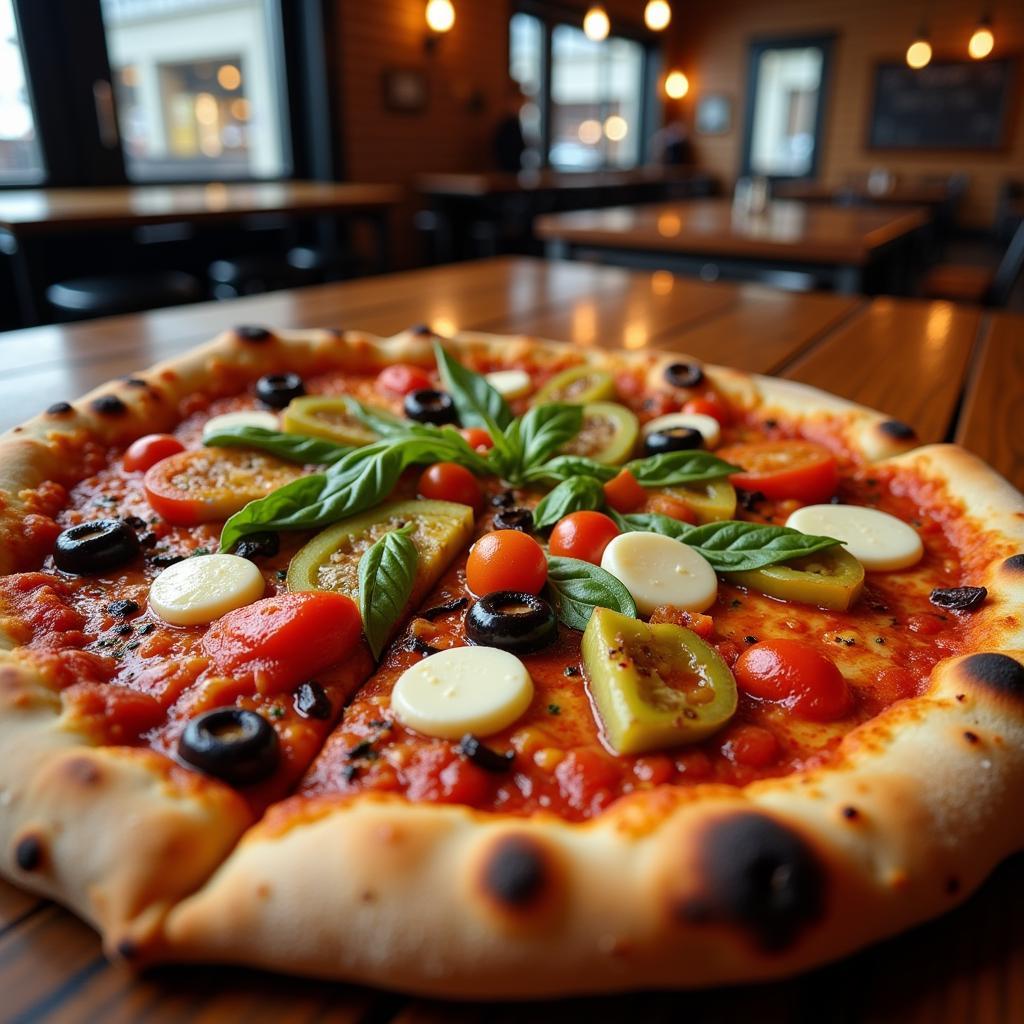 Hinterland Brewery Pizza: A delicious wood-fired pizza topped with fresh, local ingredients.