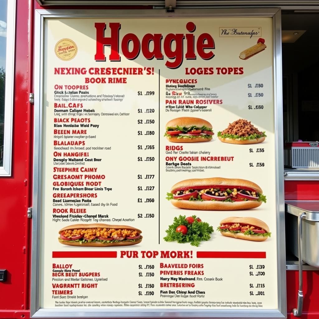 Hoagie Food Truck Menu Options