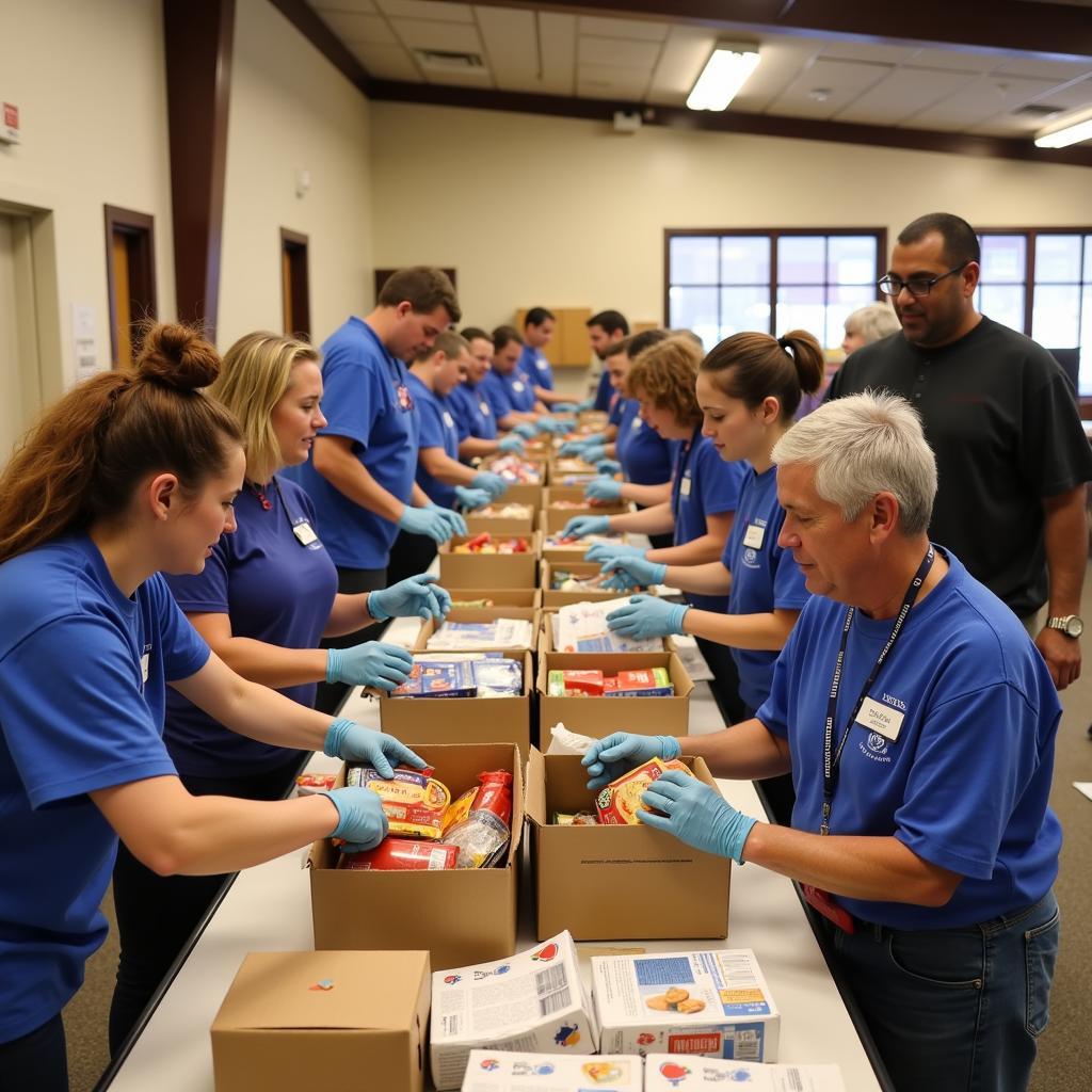 Volunteers at the Holy Family Church Food Distribution Center