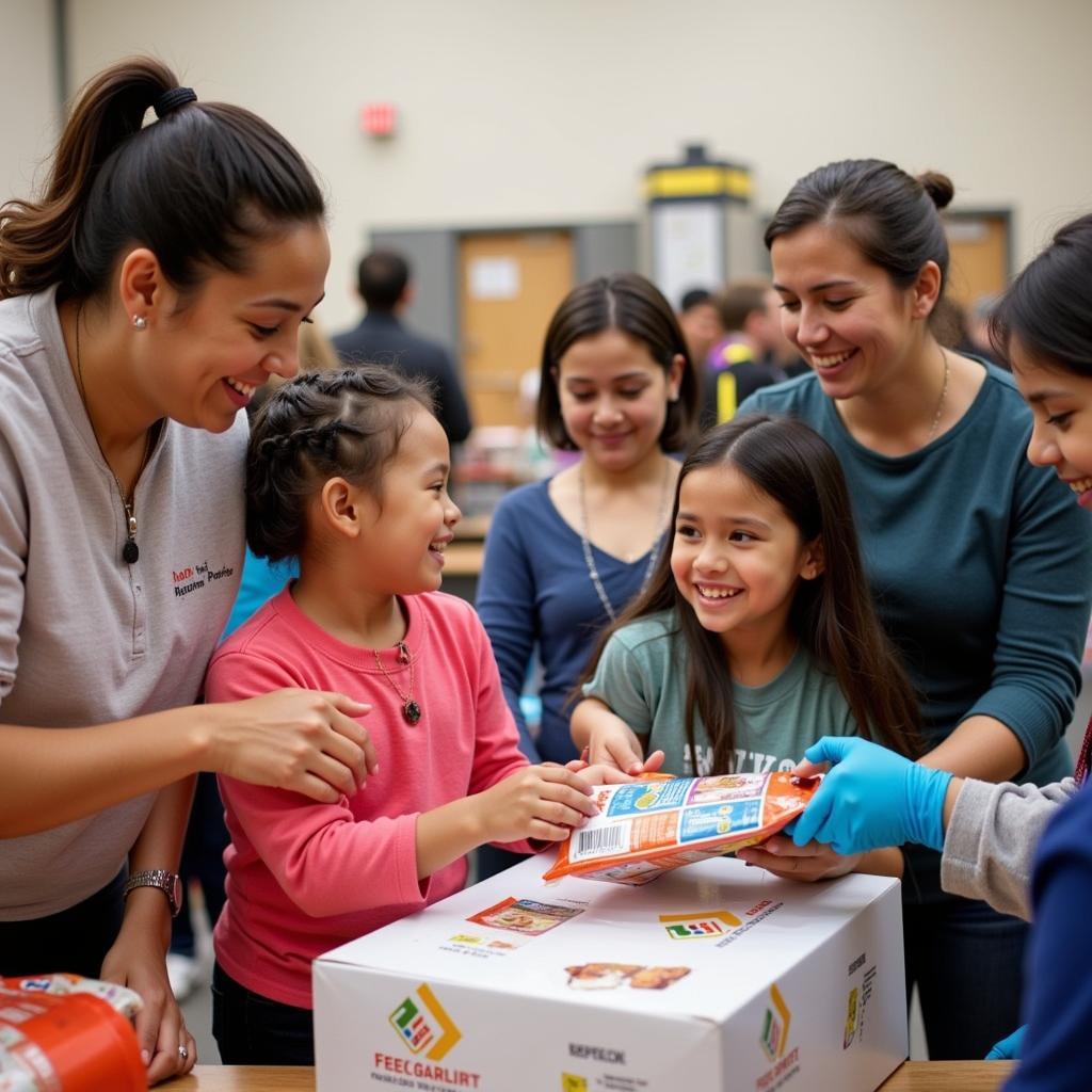 Families Receiving Food at Holy Family Food Pantry