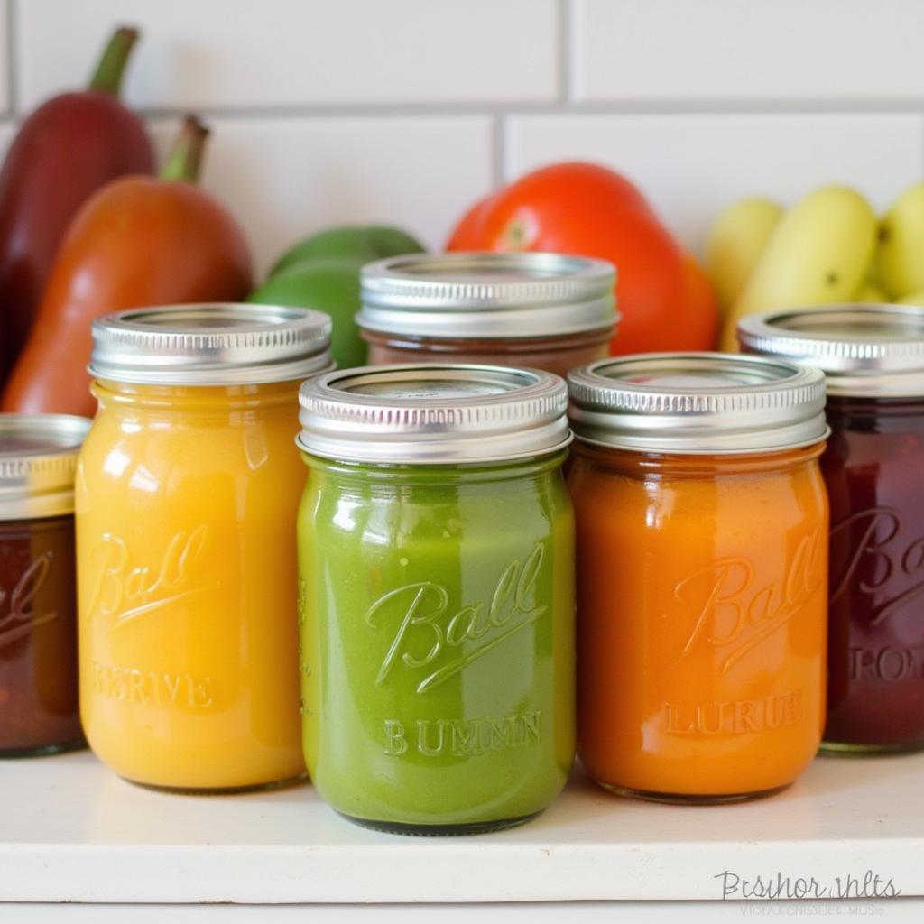 Homemade baby food stored in mason jars