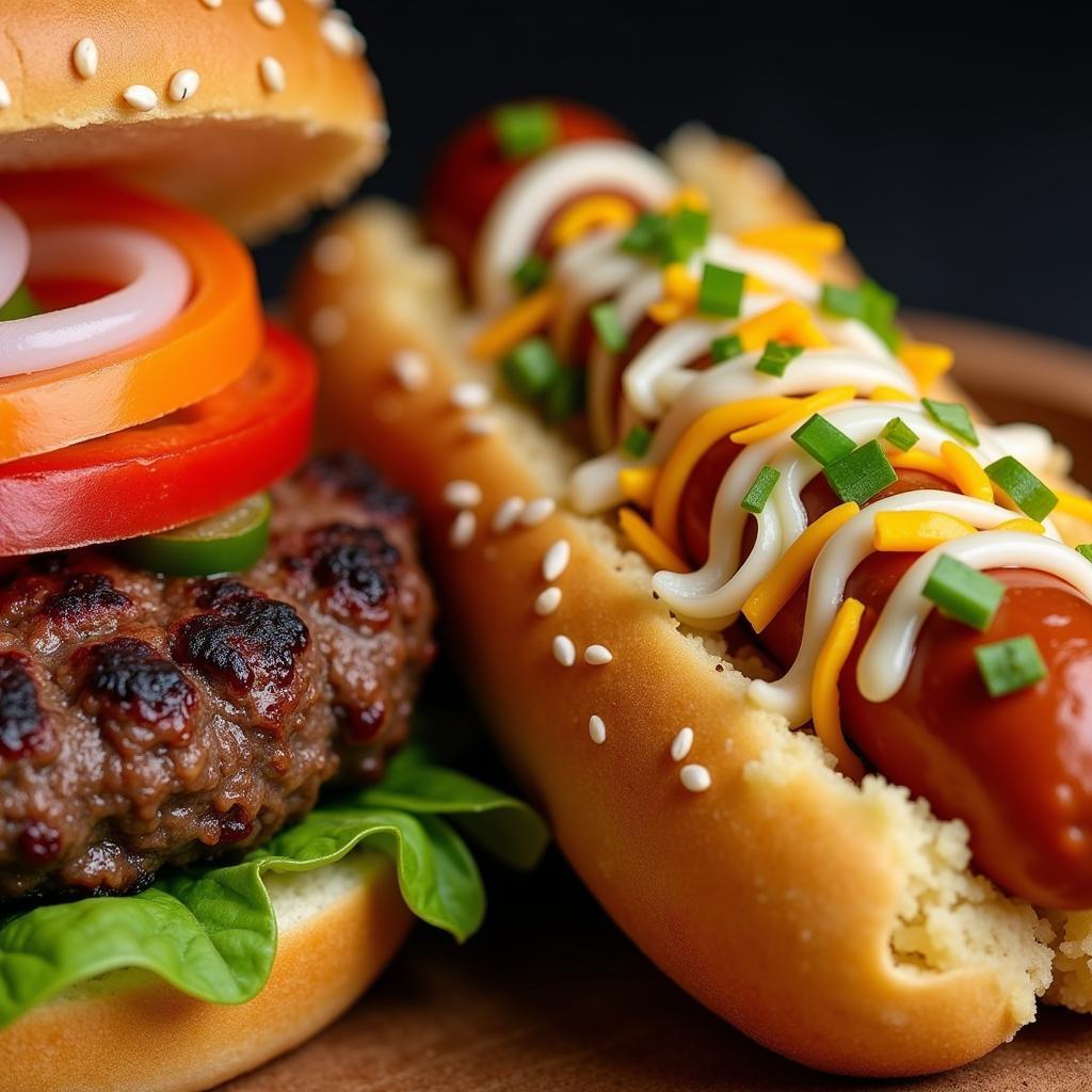 Homemade Rice Dog with Hamburger on a Bun