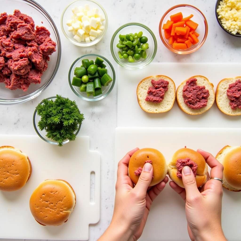 Preparing Homemade Sliders with Fresh Ingredients