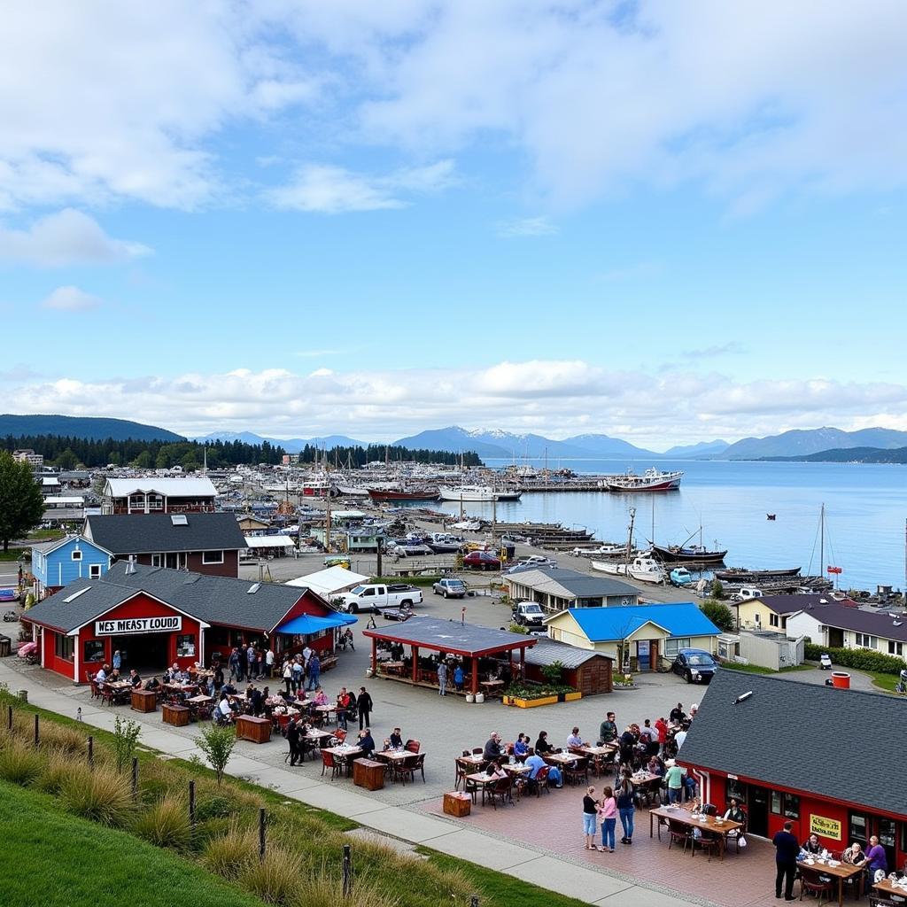 Restaurants along the Homer Spit, Alaska