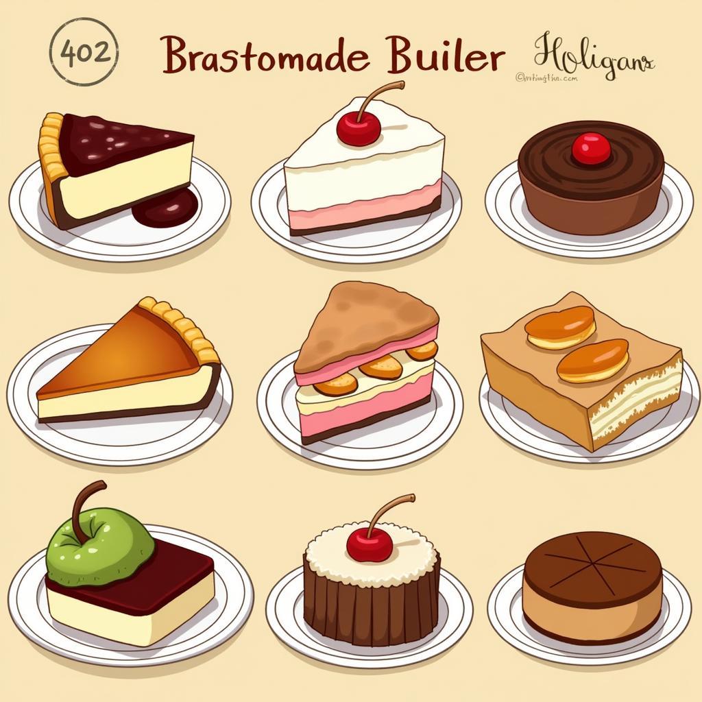 Hooligans dessert selection with cheesecake, apple pie, and other sweet treats