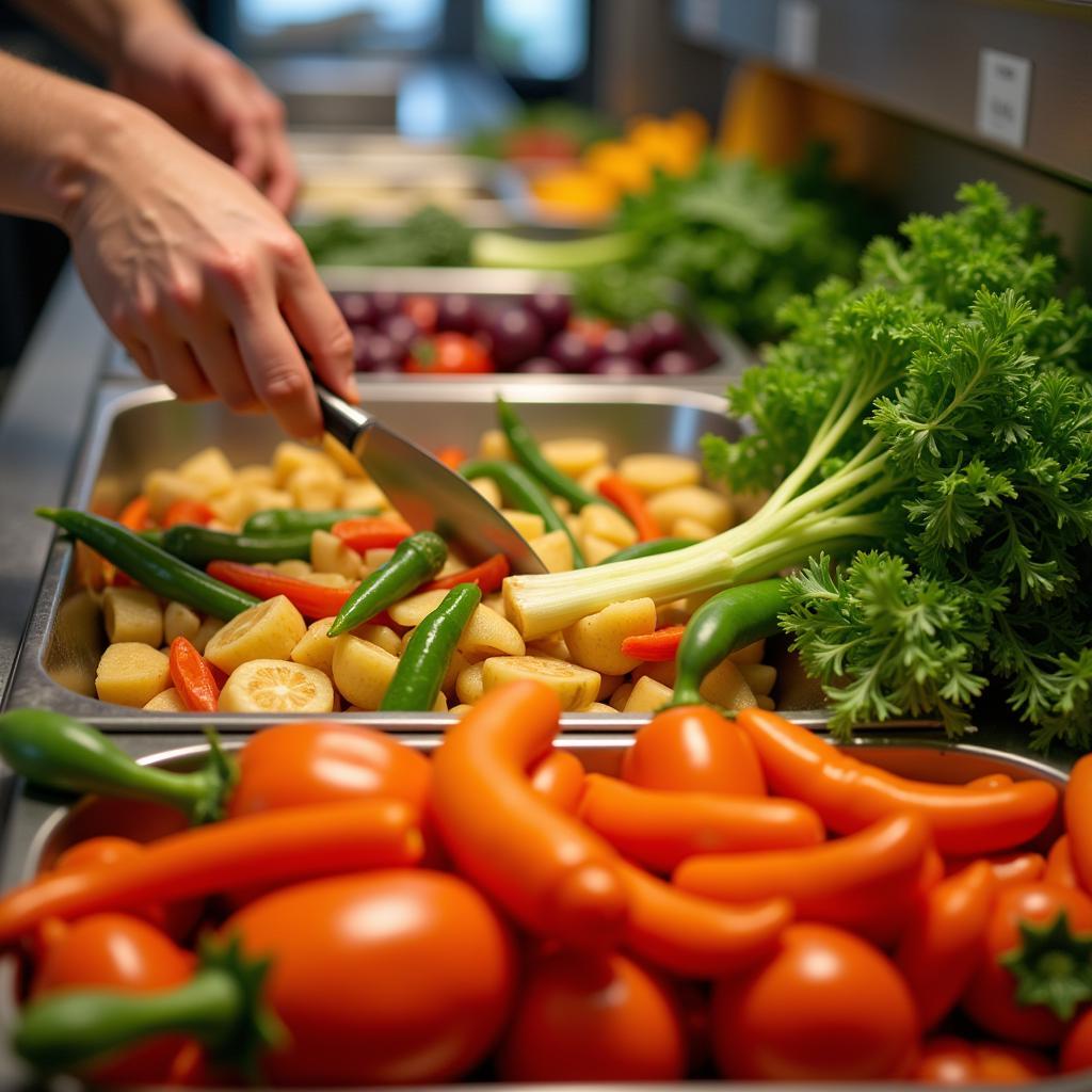 High-quality ingredients at a hot food bar